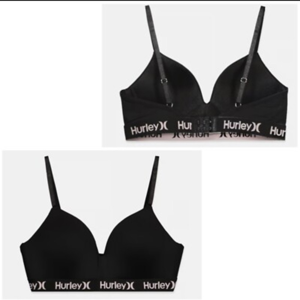 NWOT Hurley lightly padded comfort bra, black & white, size 36C, wireless